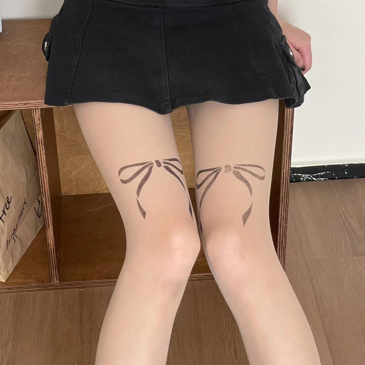 Women's Thin Stockings Printed Bow Stockings