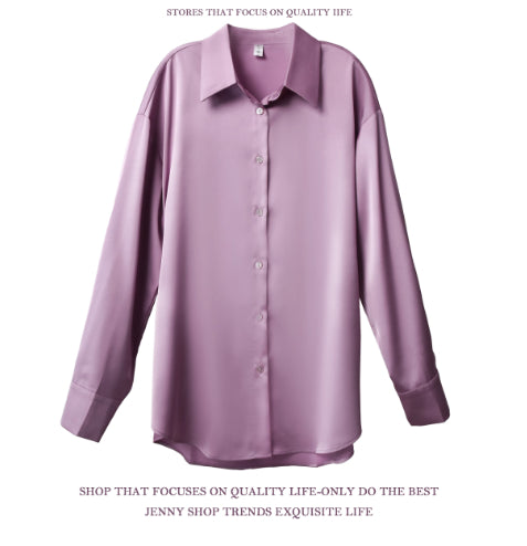 Loose Oversized Drop Shoulder High-end Drape Lazy Luster Shirt