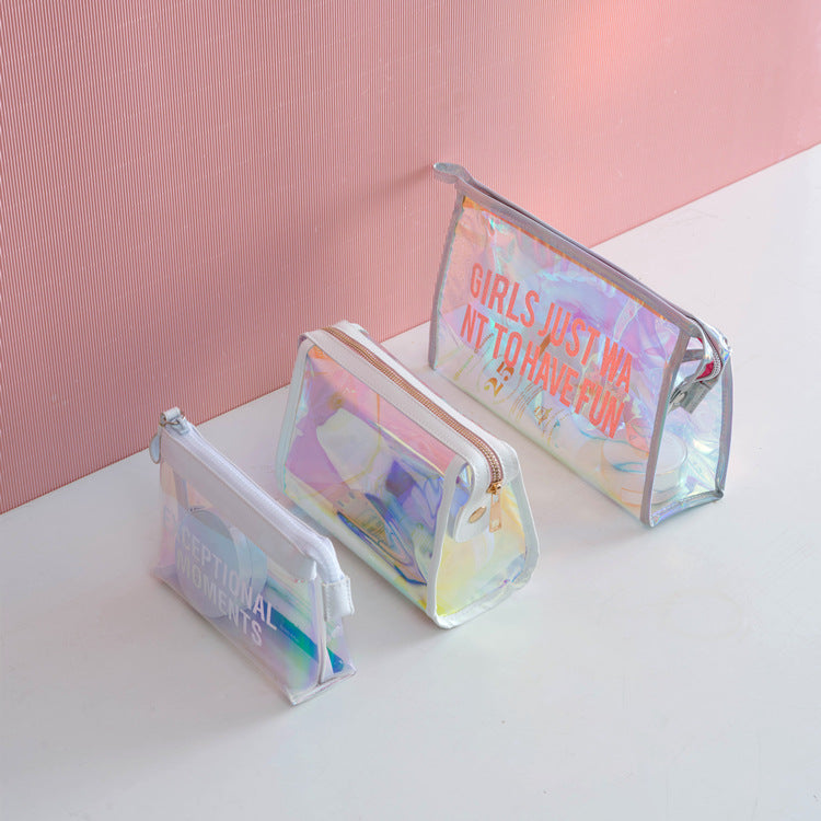 Laser Transparent Small-size Cosmetic Bag Women's Cute Travel Waterproof Wash Bag Portable Storage Large Capacity