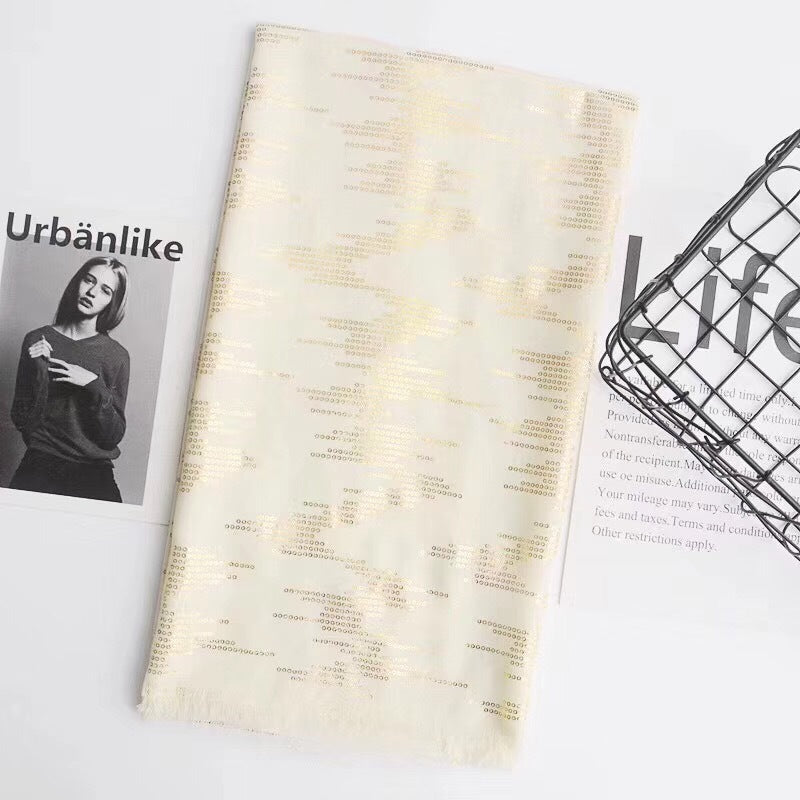 Tassel bronzing cotton and linen scarf