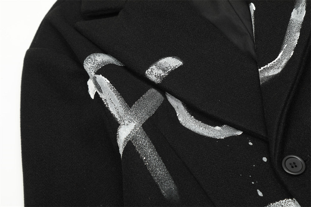 Graffiti Letters Printed Trench Coat Men