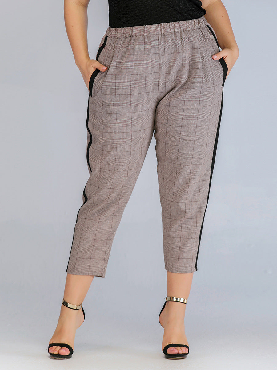 Slim Check Straight Suit Pants