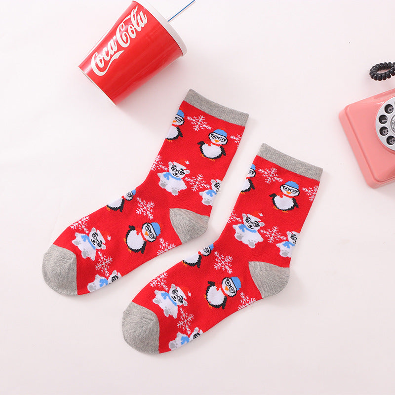 Santa Claus Elk Snowman Medium Tube Socks