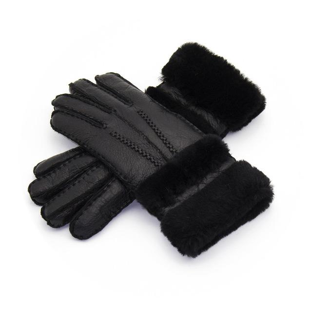 Warm Wool Leather Mittens
