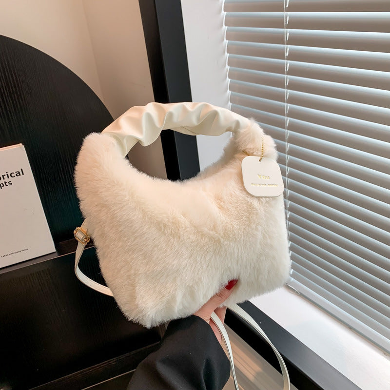 Women's Plush Pleated Handbag