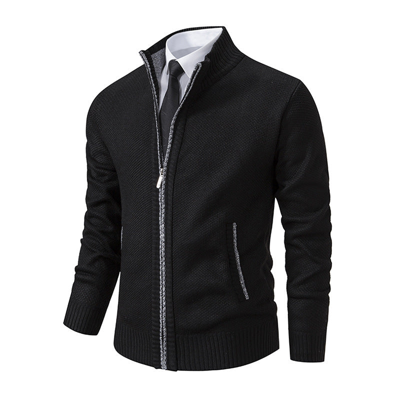Autumn And Winter Warm Men's Casual Cardigan Stand-up Collar Sweater Coat Fashion