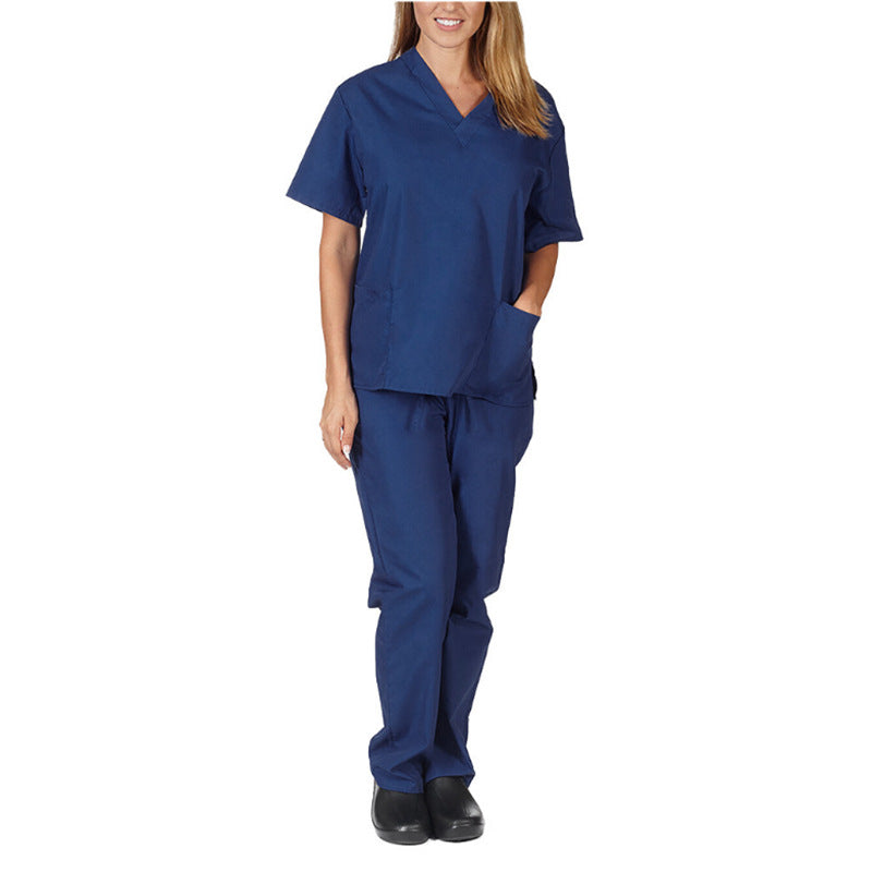 Solid-color V-neck Nursing Work Uniform Caregiver Uniform Nurse Attire