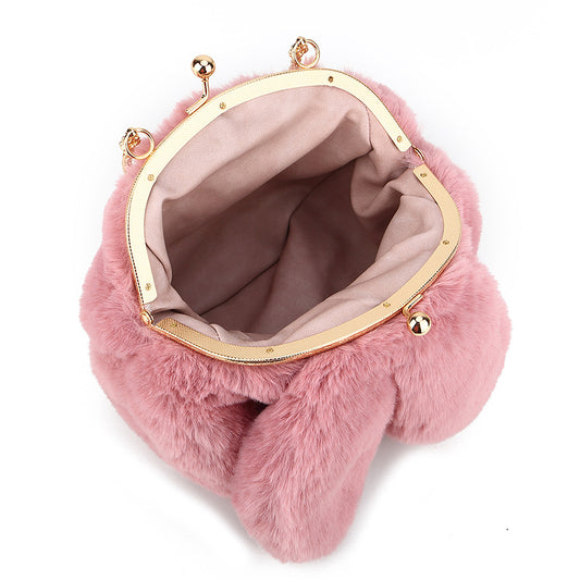 Fashion chain ear plush handbag