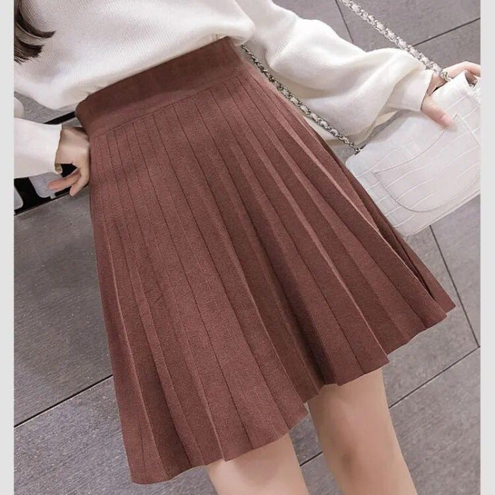 Women's Autumn And Winter High Waist Knit Pleated Skirt