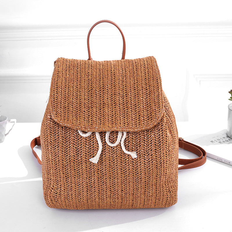 Summer Backpack Straw Braided Women's Bag
