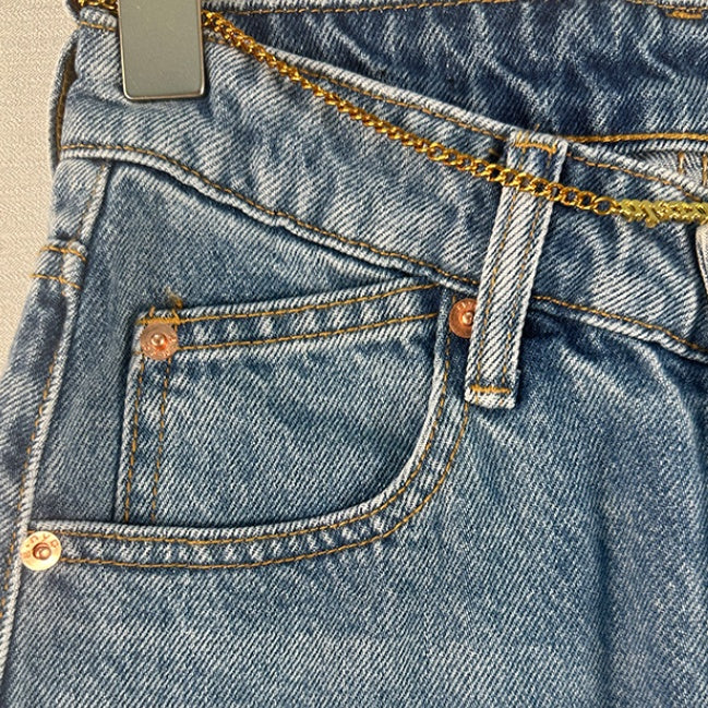 Kvinders Højtaljede Løse og Slankende A-formede Denimbukser