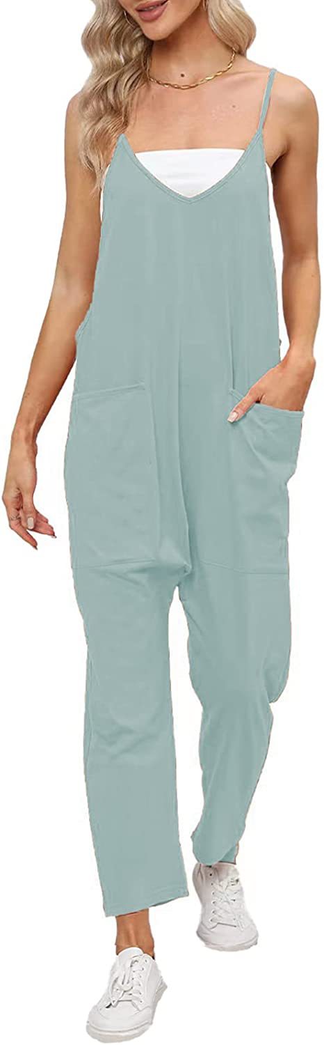 Women's Fashion Simple Large Pockets Strappy Pants