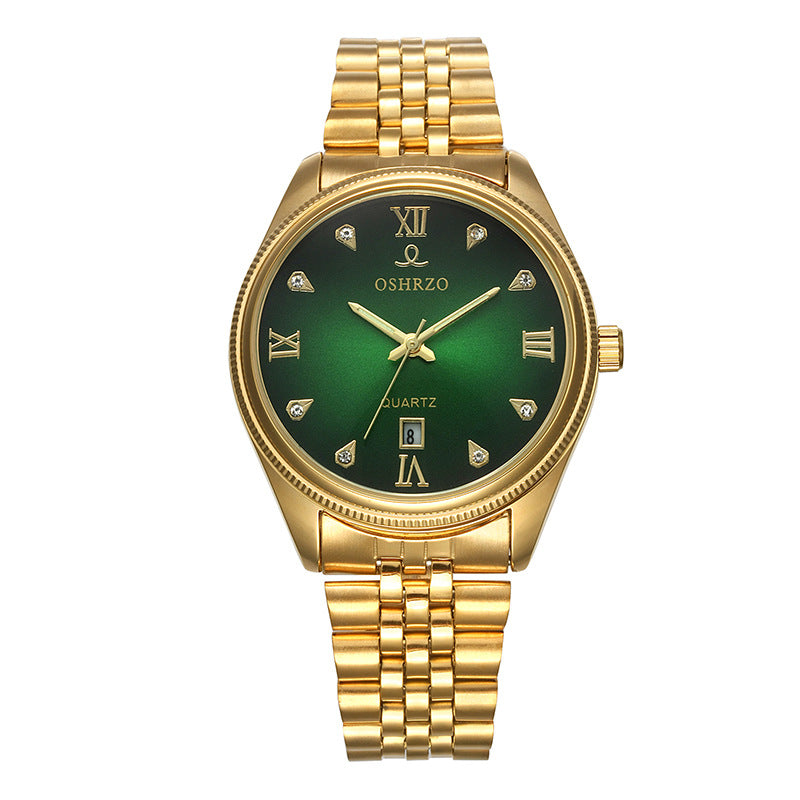 Watches wholesale non mechanical high grade men's steel belt watch calendar quartz table explosion golden IPG plating