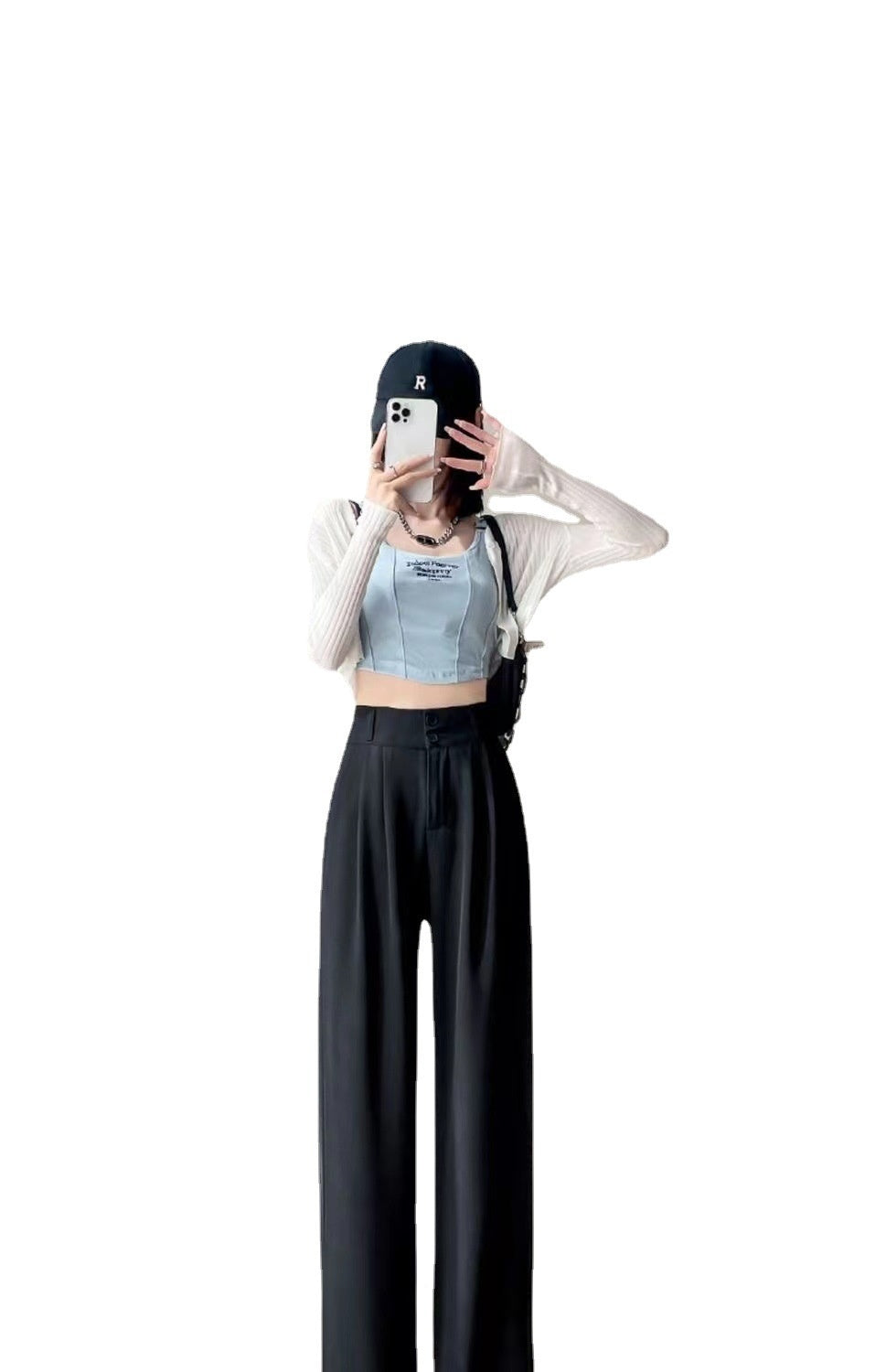Green Ice Silk Wide-leg Pants Women's Summer Thin High Waist