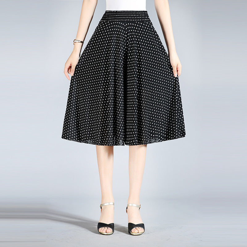 Summer Middle-aged And Elderly Women's Floral Elastic Waist Culottes