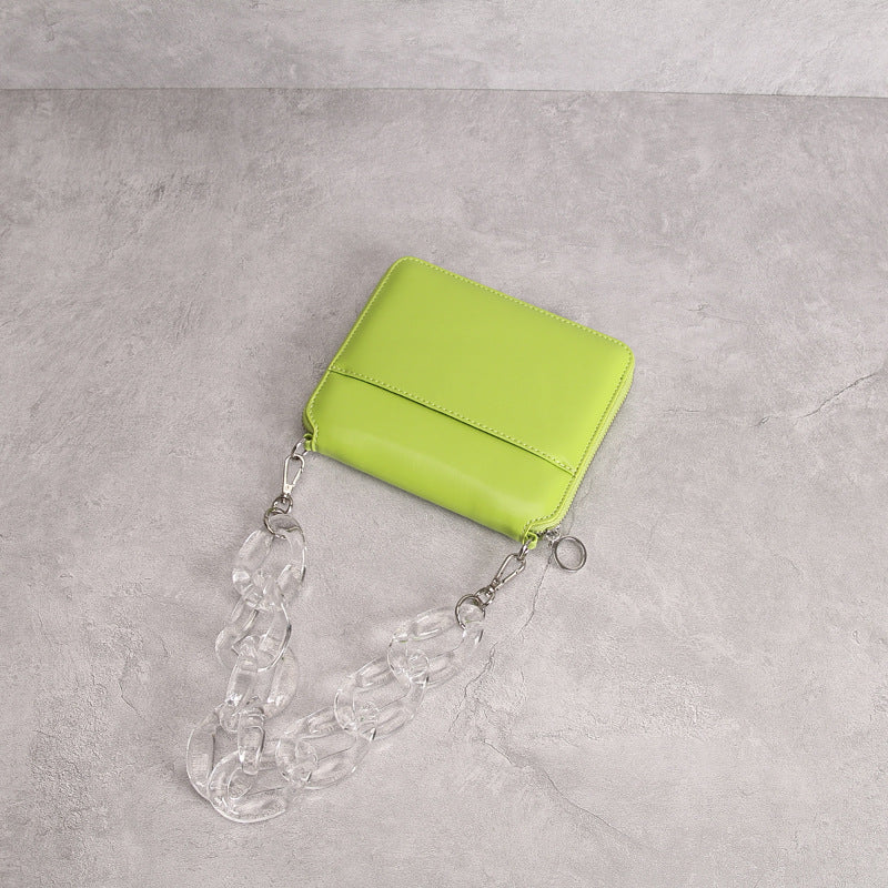 transparent chain portable crossbody ladies square bag