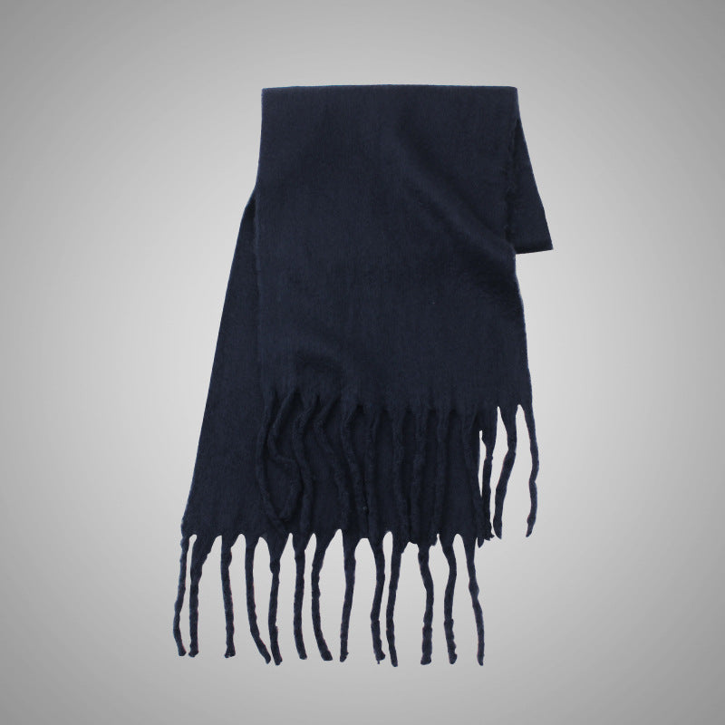 Mohair Casual Stil Blød Fluffy Ensfarvet Varmt Tørklæde
