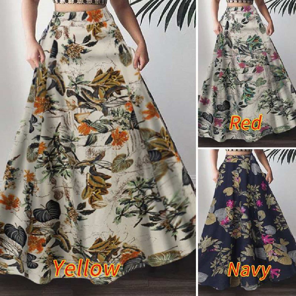 Casual Printed High Waisted Skirt