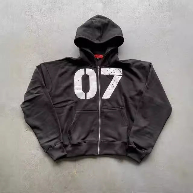 Loose Sweater Suit Men's And Women's Maychao Hip Hop Sports Zipper Hooded Sweater Pants Suit