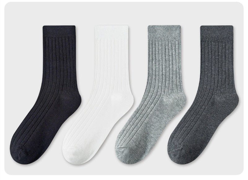 Men's Socks In Tube Pure Cotton Deodorant Solid Color