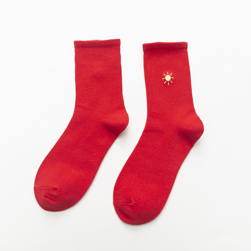 Cartoon embroidered weather tube socks