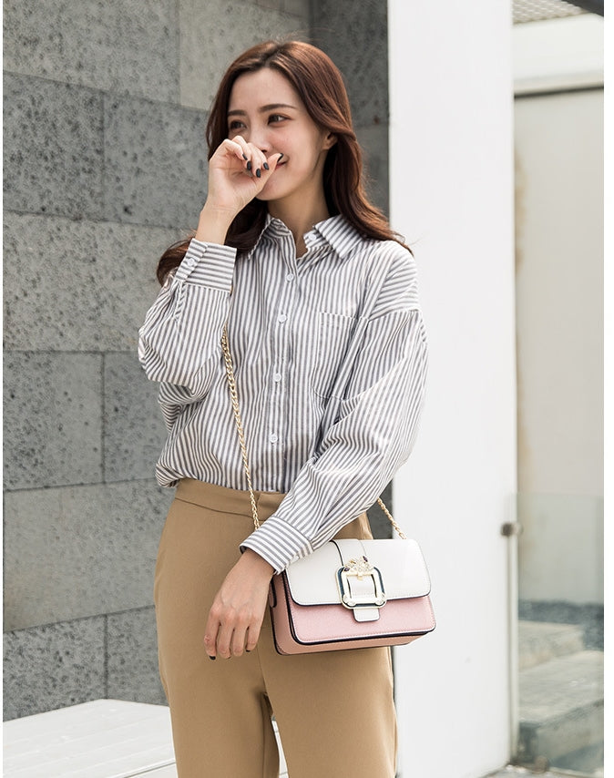 Chain small square bag diamond lock handbag