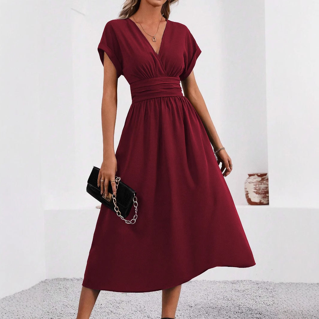 Elegant Solid-color Long Womens Dress