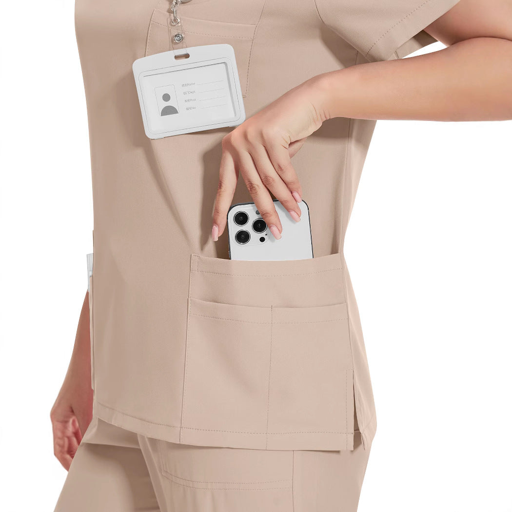Surgical Gown V-Neck Short-Sleeve Hospital Nurse Uniform Workwear Set