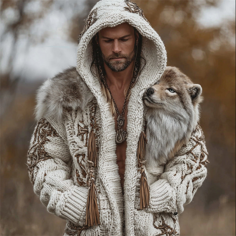 Digital Print Loose-Fit Hooded Sweater Cardigan Coat 3D