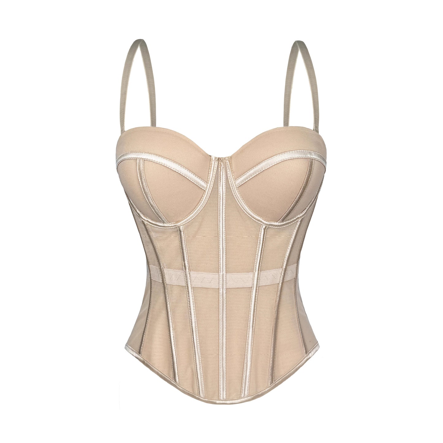 European And American Solid Color Fashion Fishbone Corset Waist-tight Slimming Mesh Camisole