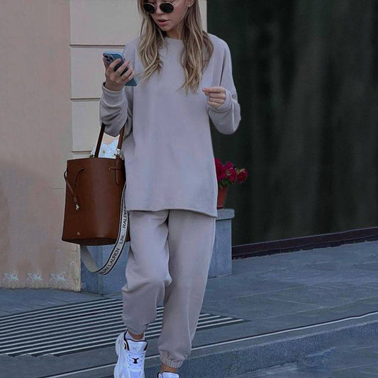 Fashionable Elastic Waistband Pants Two-piece Set