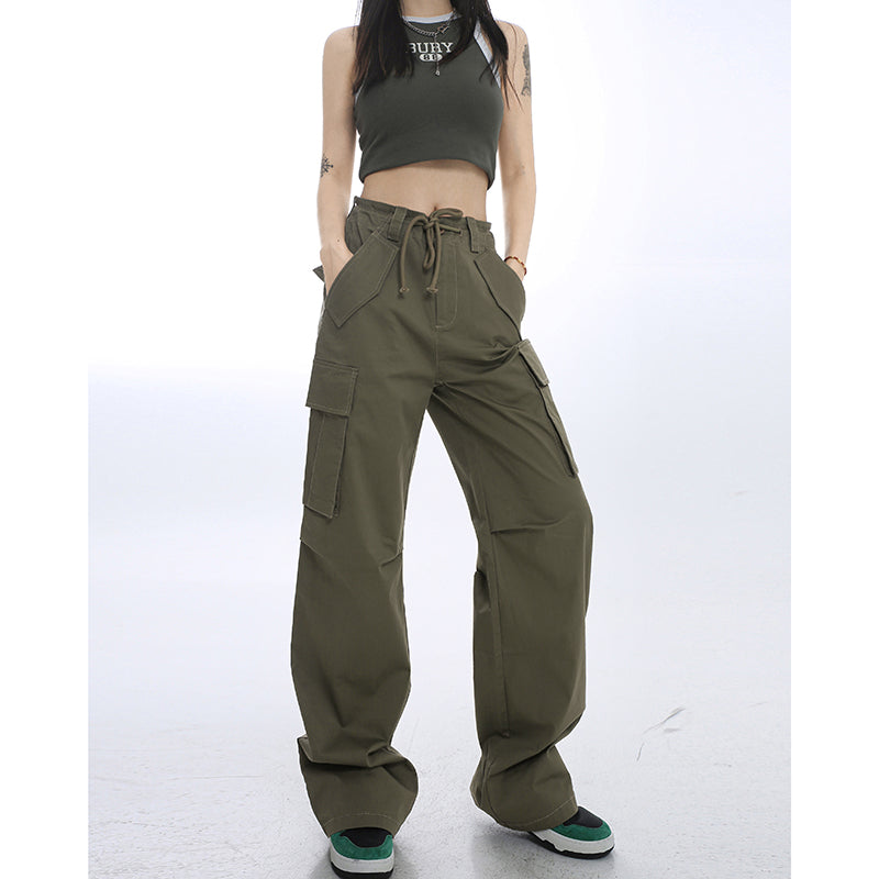 Women's Summer High-waisted Slim Straight-leg Wide-leg Drapey Mopping Pants