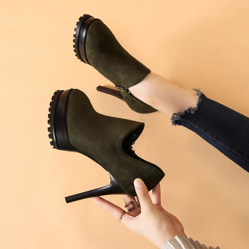 Women's Platform Round Toe Versatile Stiletto Shoes