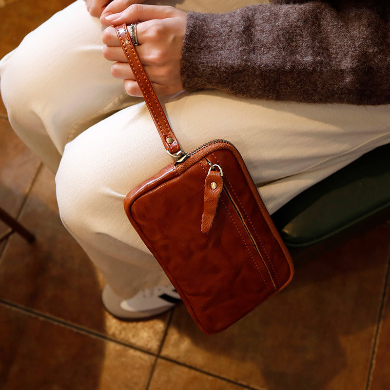 Retro Genuine Leather Womens Wallet Clutch Bag