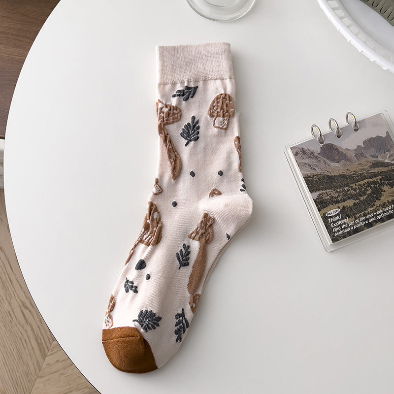 Retro Artistic Personality Flower Mushroom Tube Socks
