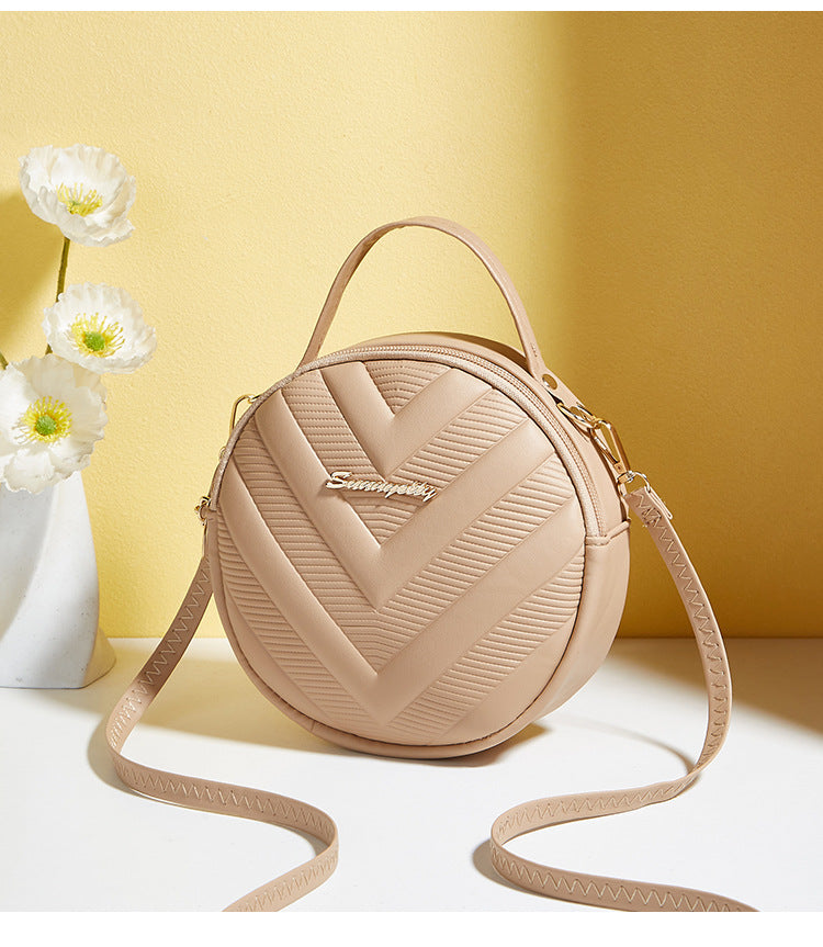 Retro Small Round Bag Korean Texture Embossing