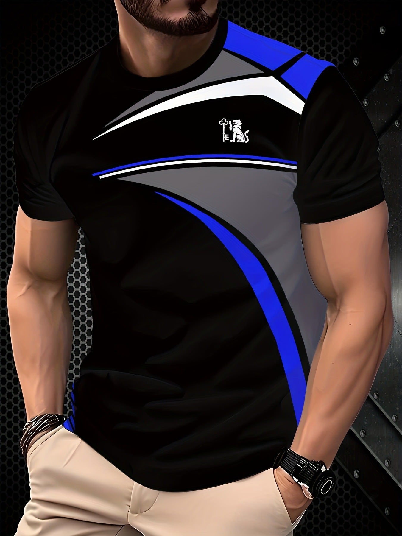 Mens Casual Minimalist 3D Short Sleeve Printed T Shirt Top