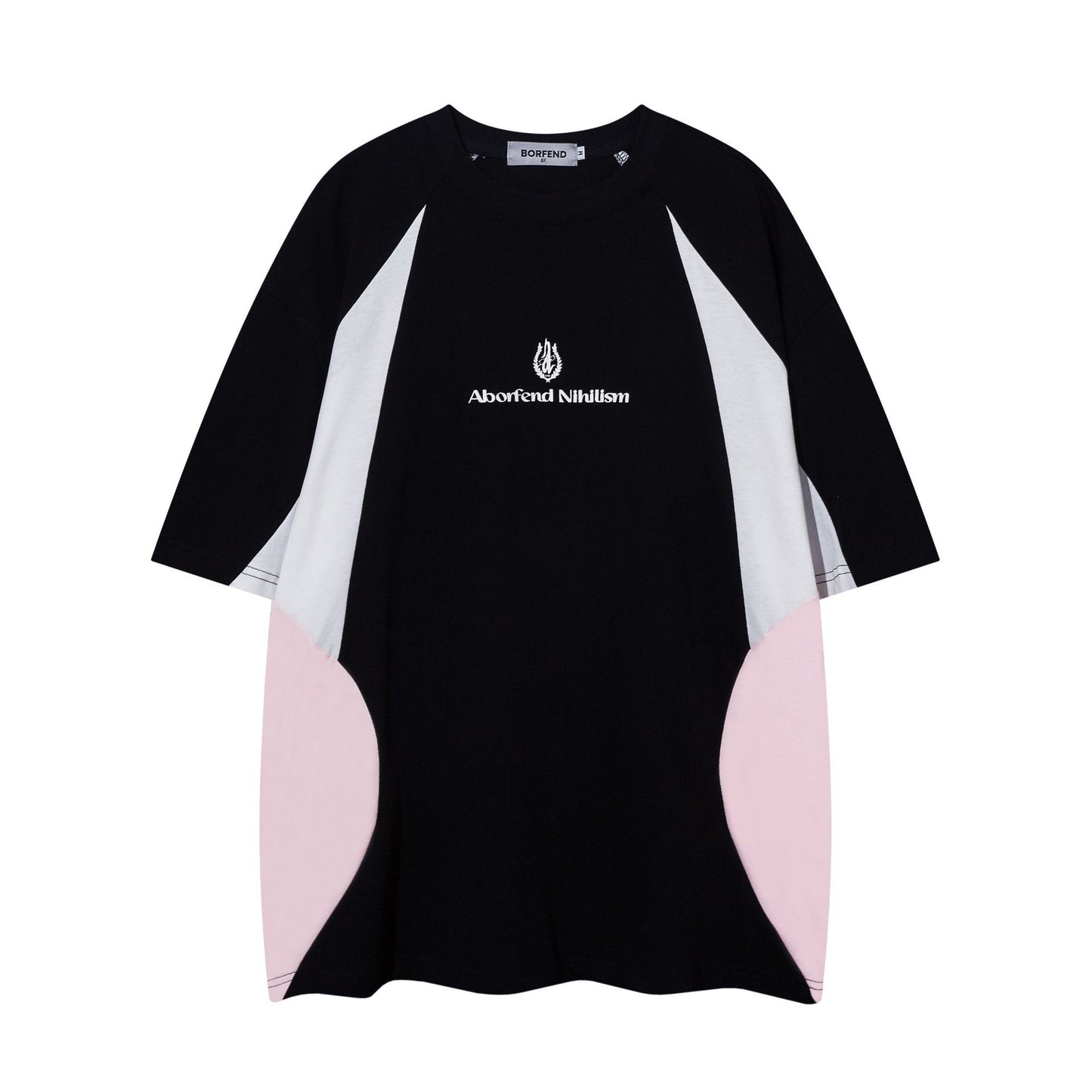 American Fashion Brand Multicolor Printing Stitching Short Sleeve