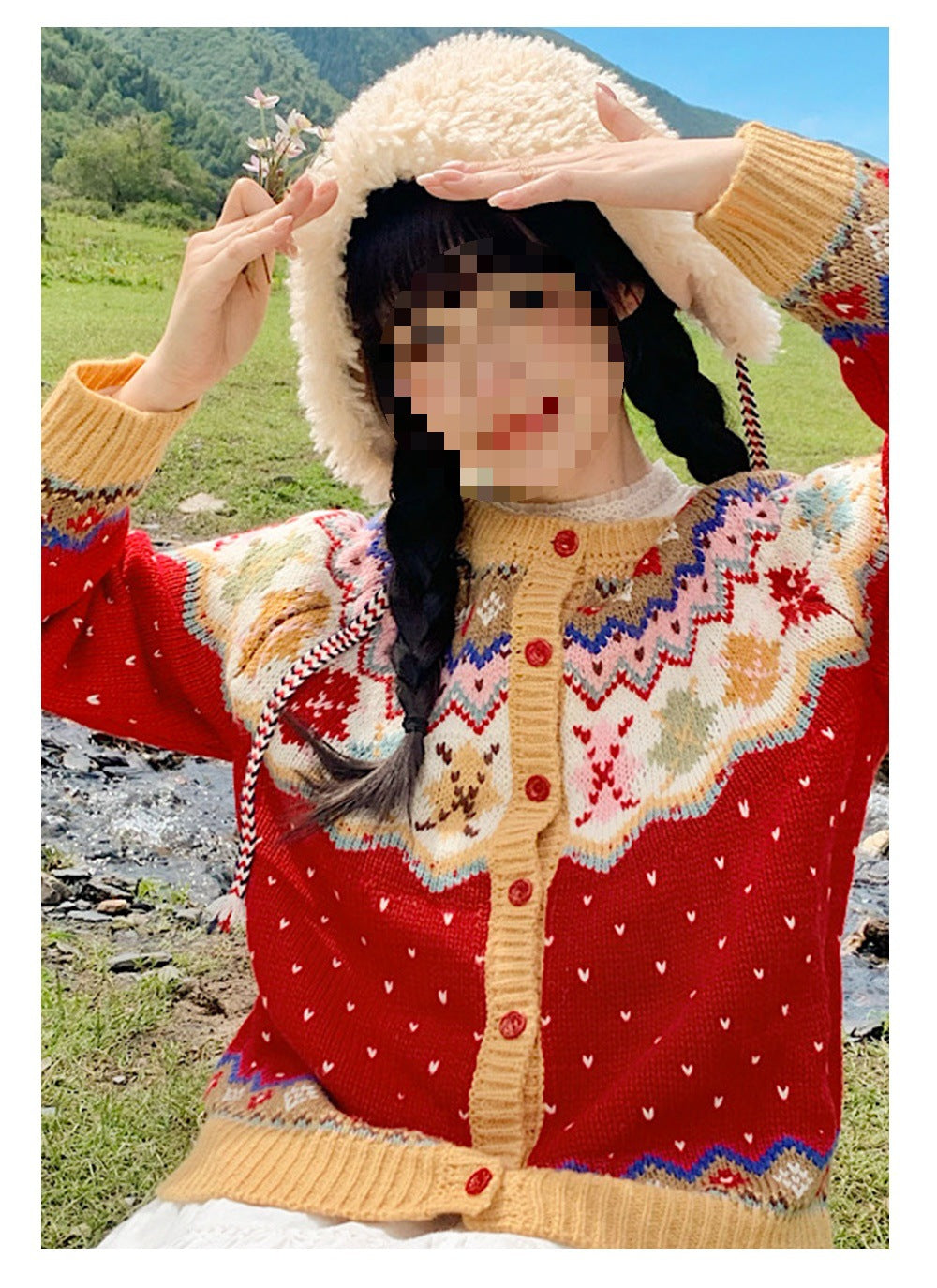 Vintage-style Christmas Sweater Cardigan