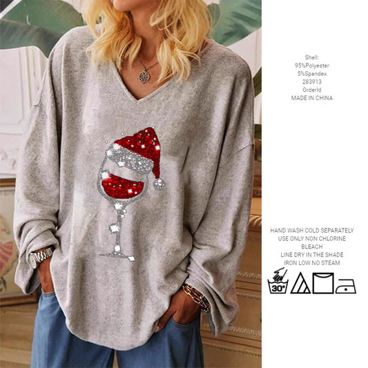 European And American Autumn Winter Coat Christmas Printing