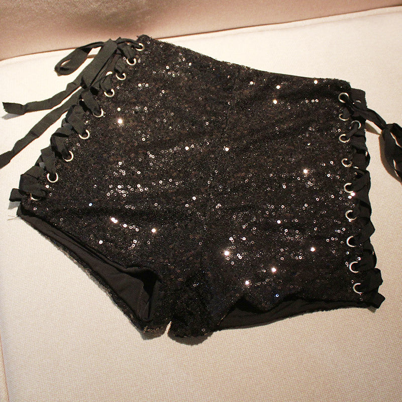 Sequined high waist shorts