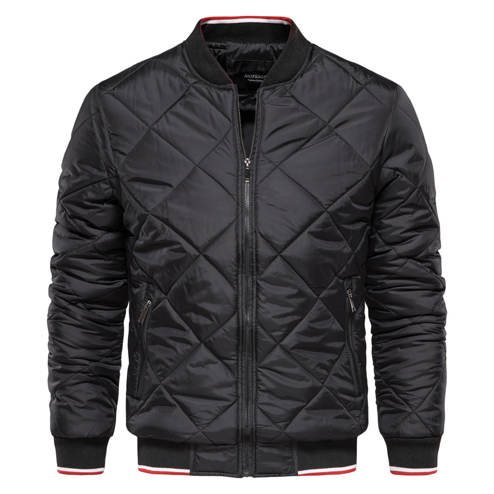 Men's Stand Collar Cotton-padded Jacket Solid Color Casual Cotton-padded Jacket
