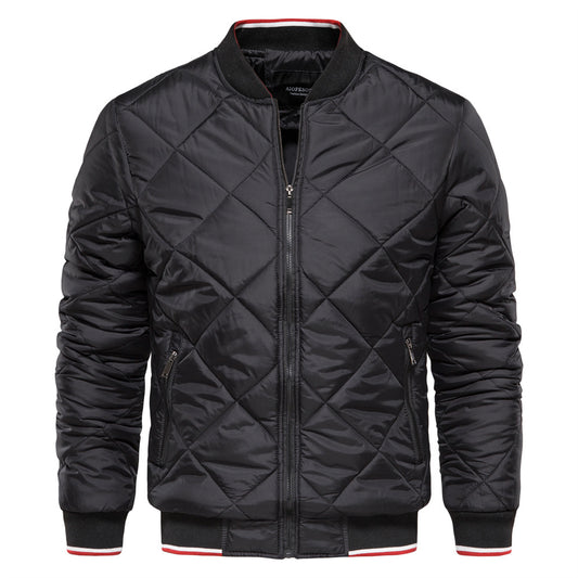 Men's Stand Collar Cotton-padded Jacket Solid Color Casual Cotton-padded Jacket