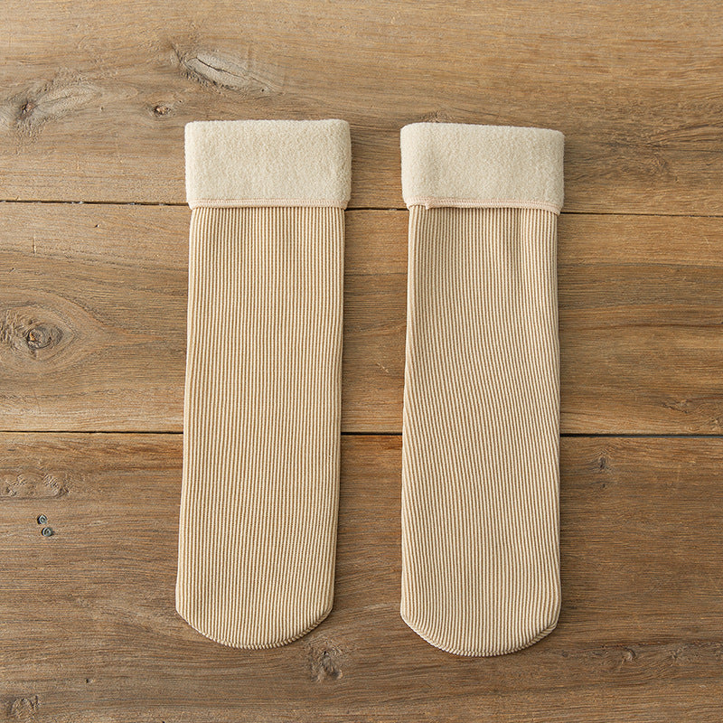 Wool Thickened Women's Medium Tube Solid Color Socks