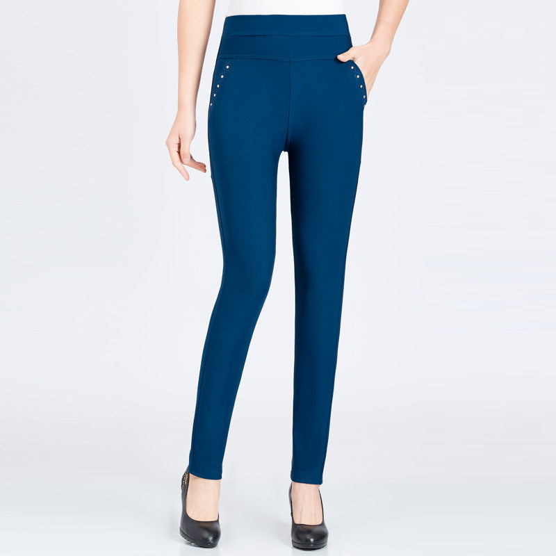 High Waist Pencil Slim Lace Pocket Leggings Pants