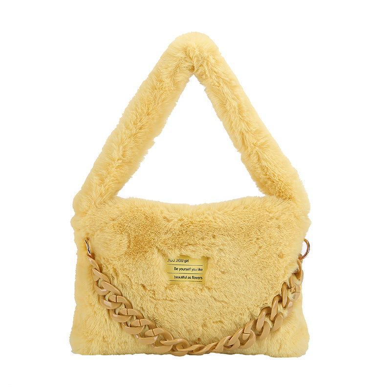 New Stylish Acrylic Chain Fluffy Bag For Commuting