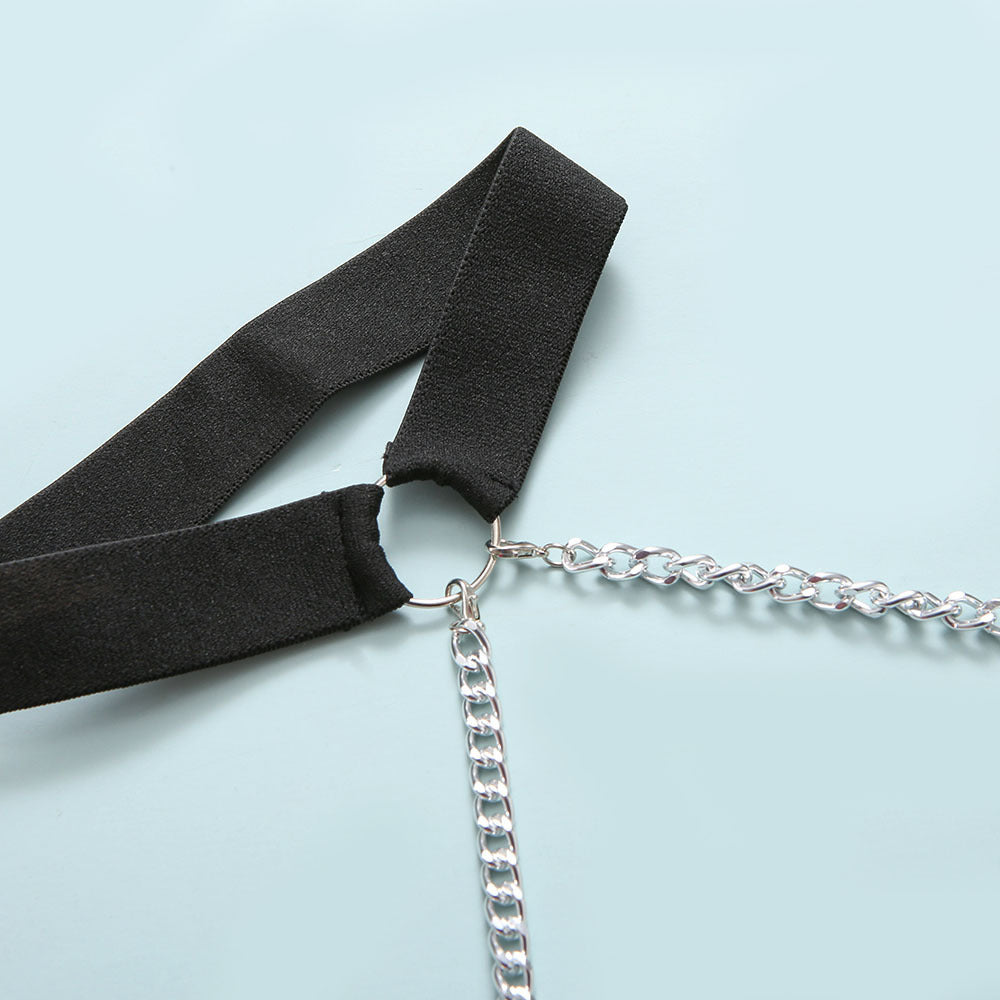 Metal Chain Collar Nightclub Uniform Bodysuit
