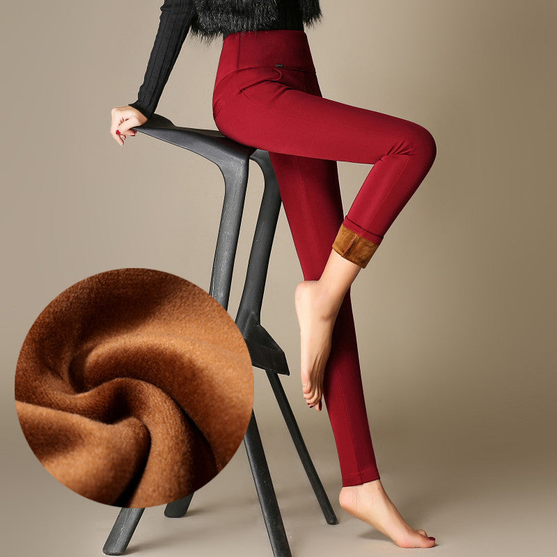 Outer wear leggings ladies plus velvet thick slim trousers