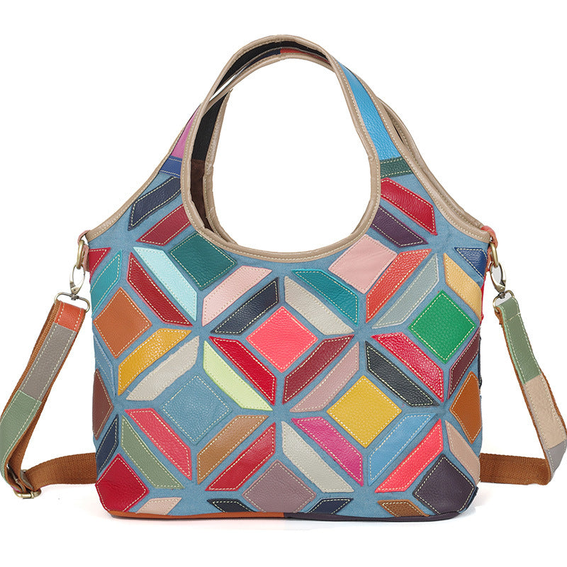 Color pattern stitching lady crossbody bag