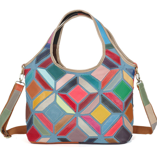Color pattern stitching lady crossbody bag